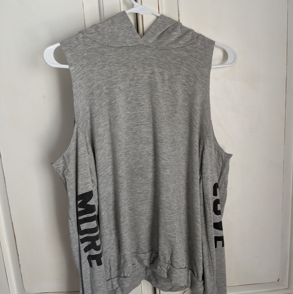 Gray, long sleeve, cold shoulder hoodie